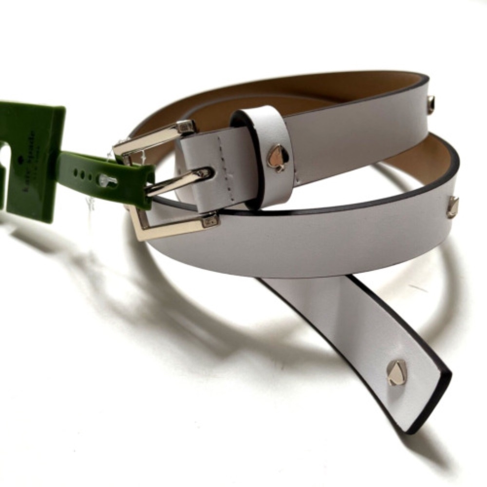 NWT Original KATE SPADE Studded Belt Leather Off White Size M Gold